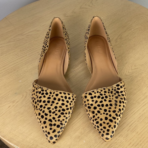 J. Crew Zoe Leopard Print Calf Hair d'Orsay Flats Women's 9.5 Business Casual - Picture 3 of 8